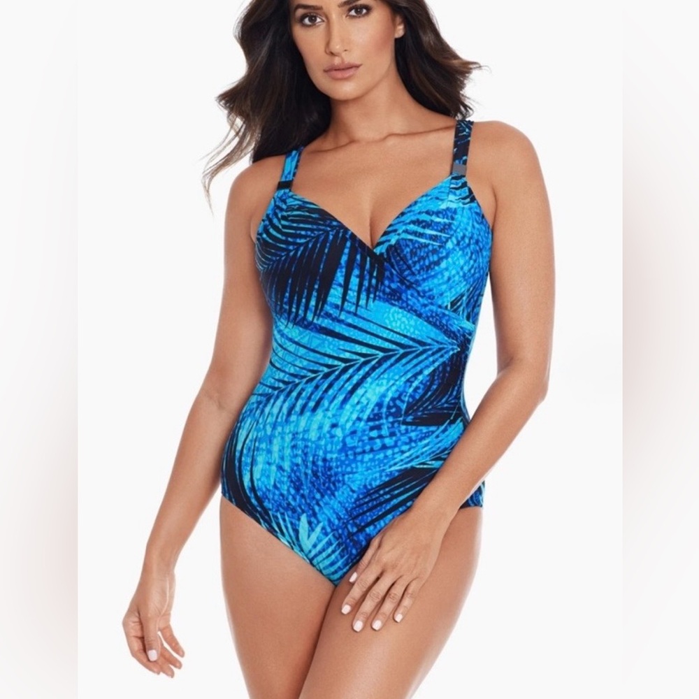 Miraclesuit Shadowcat Siren One-Piece Swimsuit Palm Design Size 16